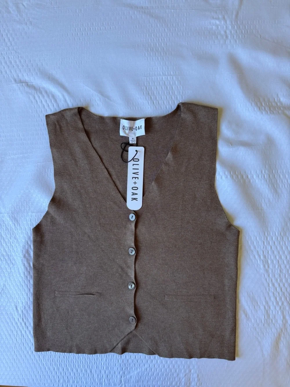 Olive & Oak Chestnut Brown Button-Up Knit Vest - Picture 2 of 9